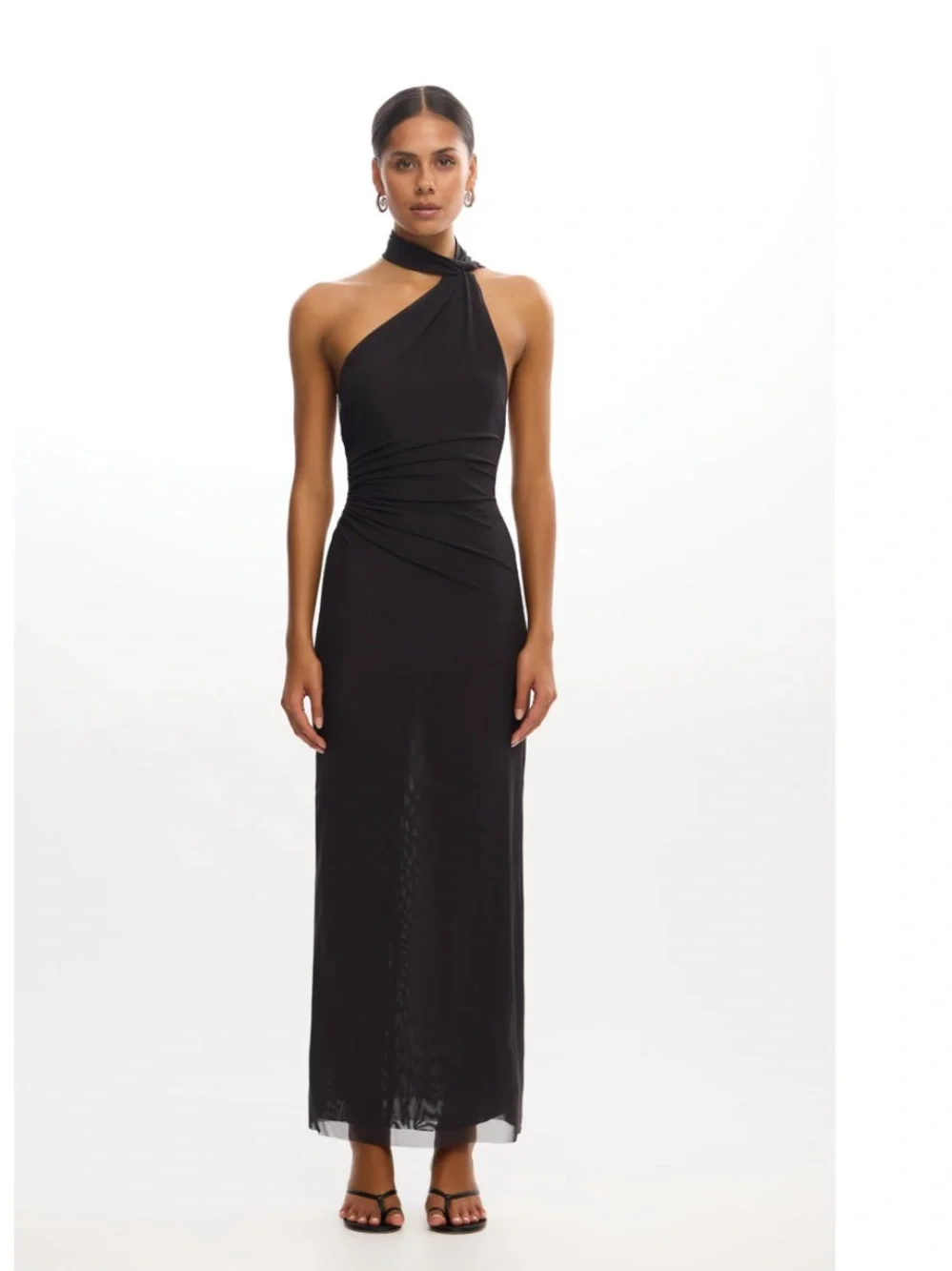 Significant Other Avni mesh high neck maxi dress in Charcoal grey